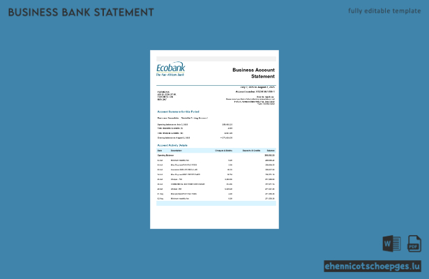 Geschäftserklärung der Ecobank Nigeria (Word- und PDF-Format) – 1 Beispielvorschau